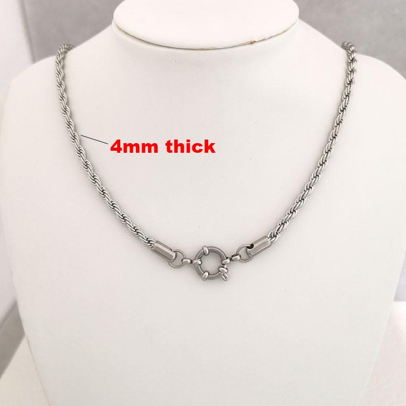 QMHJE 2/3/4mm Stainless Steel Rope Chain Necklace Vacuum Plating Sailor Clasp Steering Wheel Women Men Choker Jewelry Accessory