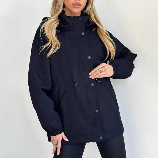 Bunda větrovka pro ženy lehká na patentky se zipem s kapucí bunda stahování v pase větruodolná svrchní vrstva s kapsami pro cestování outdoor