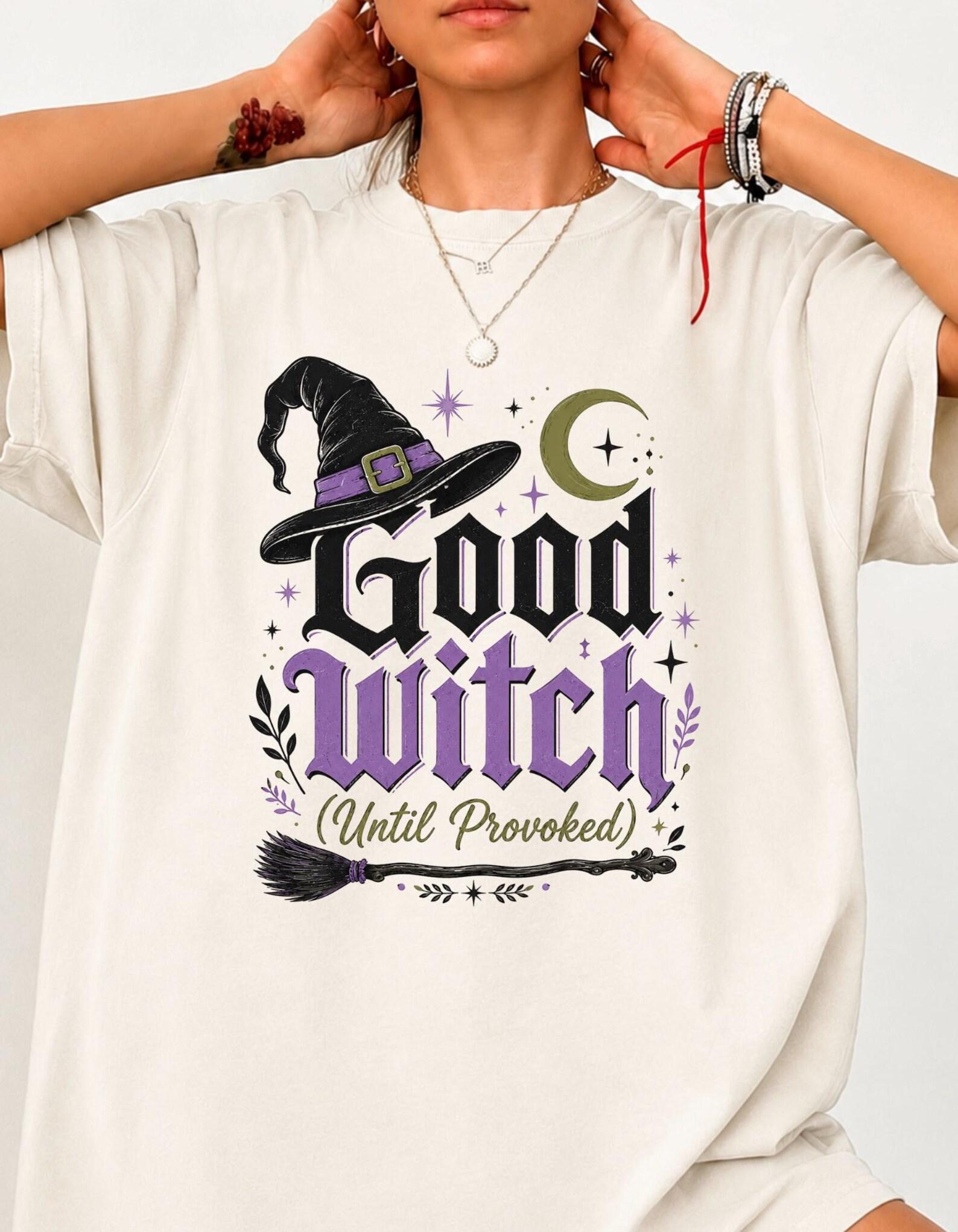 Good Witch Until Provoked Shirt, Funny Halloween Witch Shirt, Spooky Season Tee, Witchy Graphic Tee, Halloween Shirt for Women, Gothic Witch 4XL