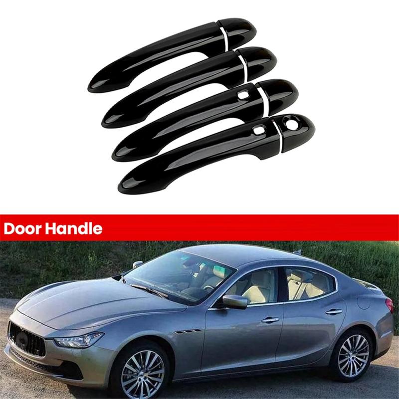 1 Set Glossy Black Smart Door Handle Cover Trim Fit for Maserati Ghibli Sedan 2014-—L49A