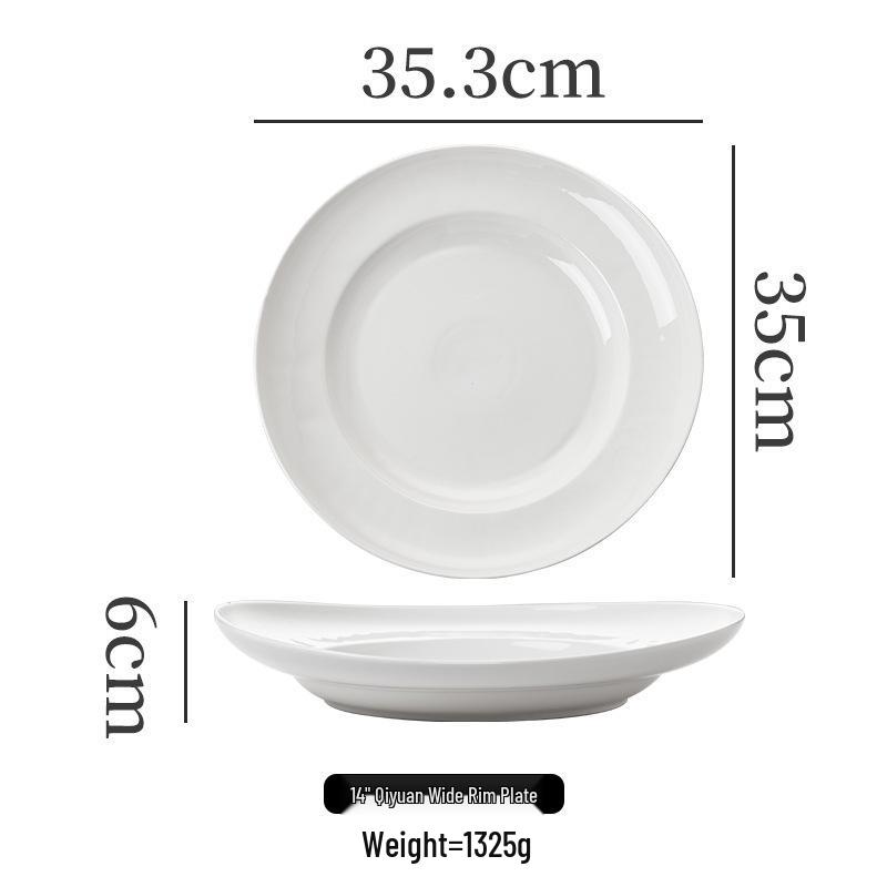 White High-Footed Ceramic Soup Bowl - Deep Plate for Home or Hotel Use