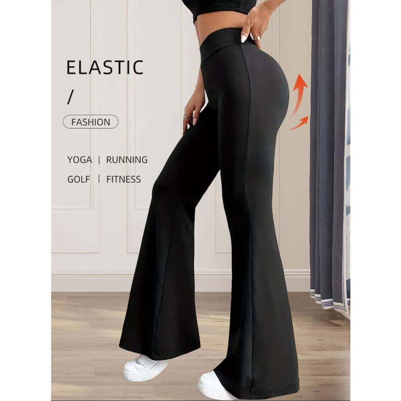 Women's Spring and Summer High-Waisted Tight-Fitting Flared Pants, Slim Leg Long Black Pants, Thin Wide Leg Pants for Slim Women