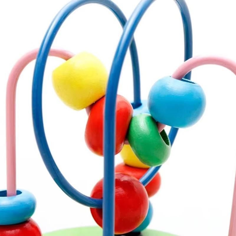 Wooden Bead Toys Smooth Cartoon Ocean Pattern Children Montessori Early Educational Puzzle Toy Roller Coaster Bead Toy Gift TMZ