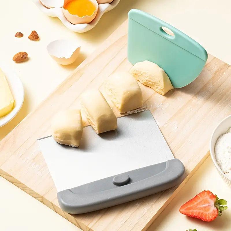 2 In 1 Stainless Steel Dough Scraper Set Pastry Scraper for Bread Cake Pizza Baking Flexible Bowl Scraper Dough Scraper Tools