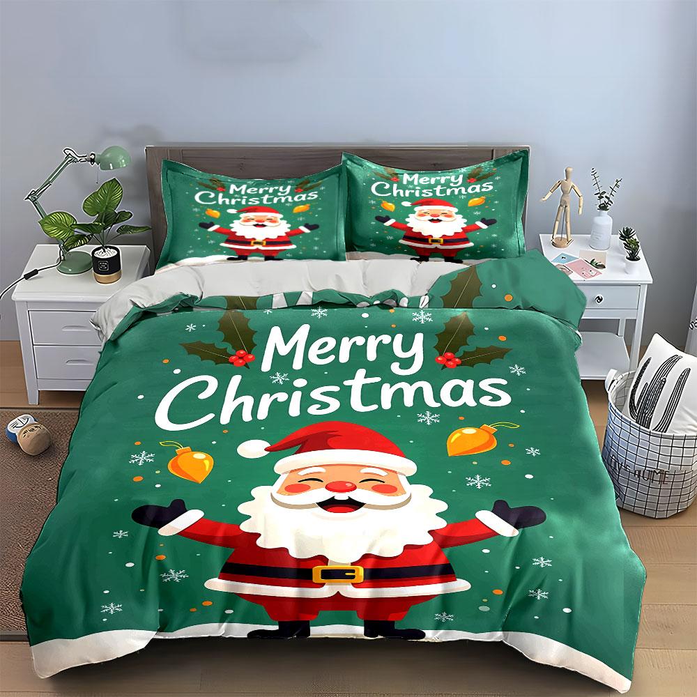 Christmas Santa Bedding Set Bedding Duvet Cover Set Duvet Cover Pillowcases (1 * Duvet Cover 2 * Pillowcases, Without Duvet Insert)