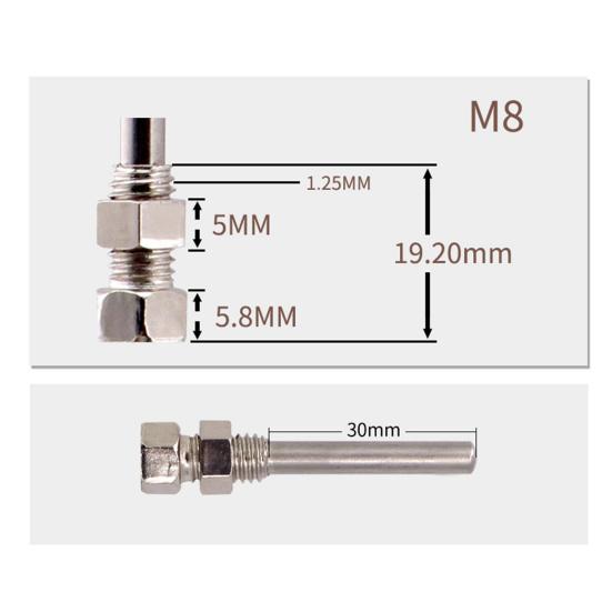 1/2/3/4/5m K-Type Thermocouple 30mm Probe Temperature Sensor Meter M8 Thread