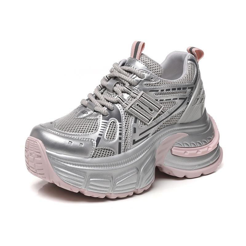 1180-32 Small thick-soled inner height increase single mesh breathable dad shoes women's new summer casual shoes