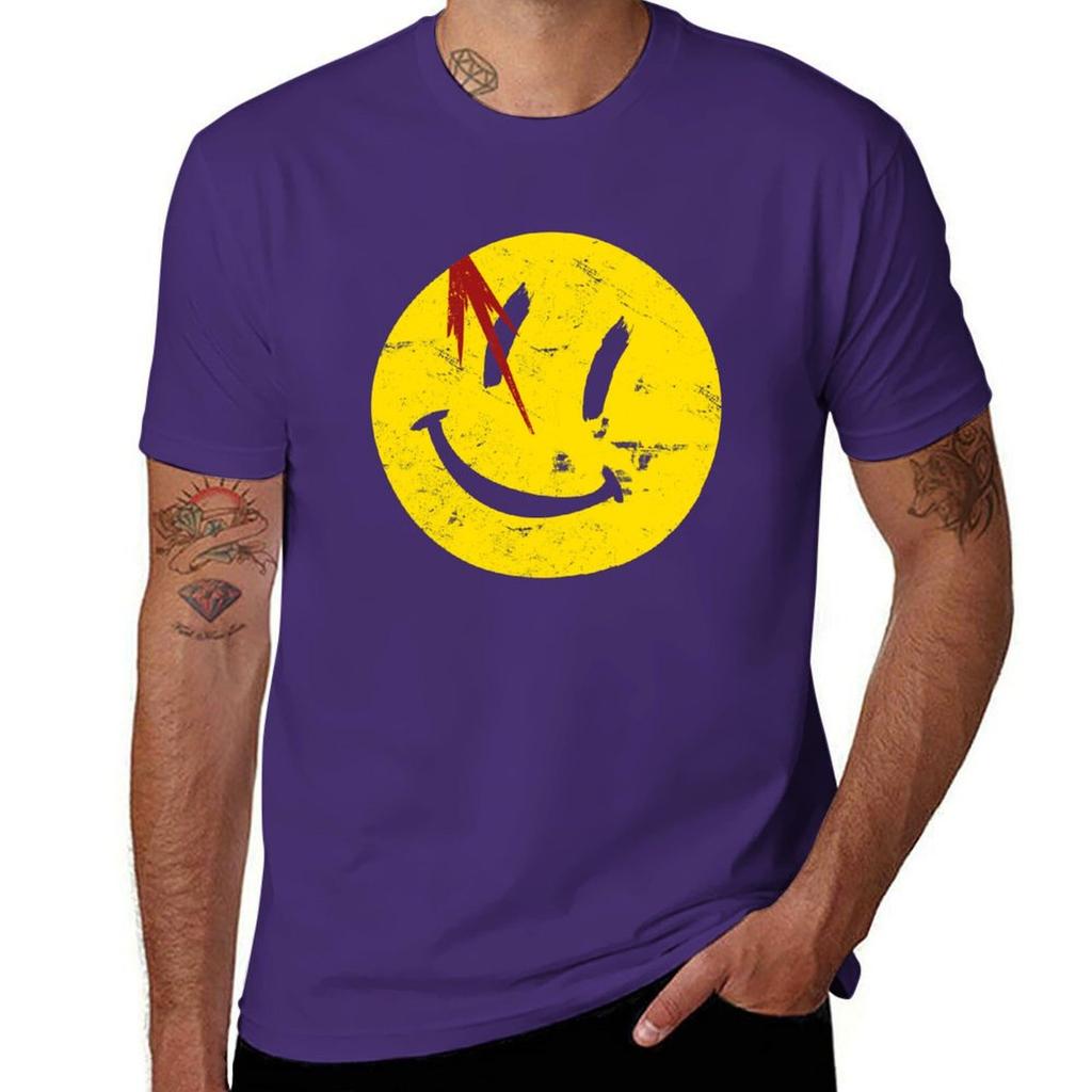 Watchmen Symbol Smile Vintage T-Shirt Summer Tops Sports Fans Mens T Shirts