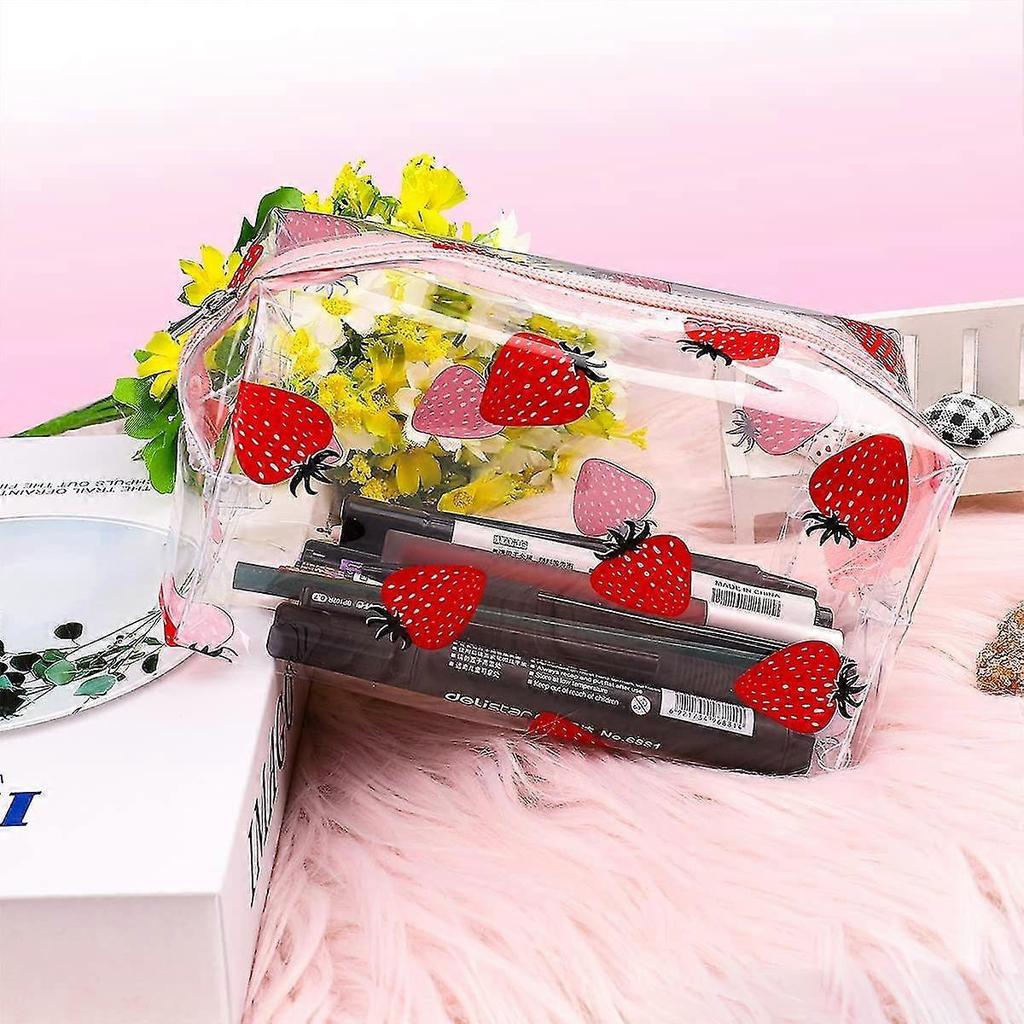 2 Pieces Of Transparent Pencil Case, Fruit Cosmetic Bag, Pvc Cosmetic Travel Bag