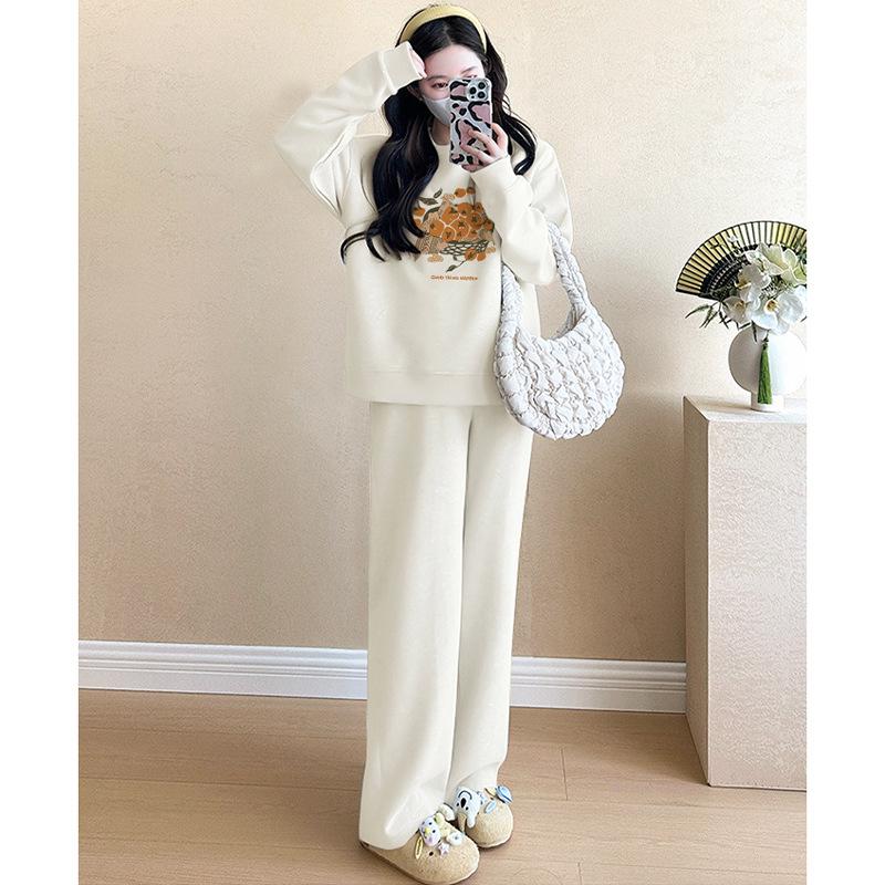 Maternity 2025 Spring/Autumn Outdoor Fashion Dark Grey Sweatshirt & Trousers Set