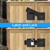 Heavy Duty Metal Flip Latches Adjustable Gate Bar Latch with Padlock Holes for Wooden Door Security Cabinet Furniture, Lock Set