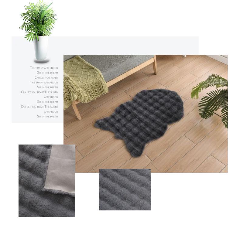 Bubble Fleece Faux Rabbit Fur Carpet - Full Coverage Tatami Floor Mat for Home, Bedroom, Living Room, or Bedside