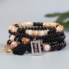 Bohemian Beaded Bracelet Set with Rectangular Tassel Pendant