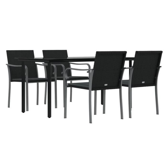 VidaXL Garden Dining Set 5 Pcs Cushions Wicker Steel 3186963