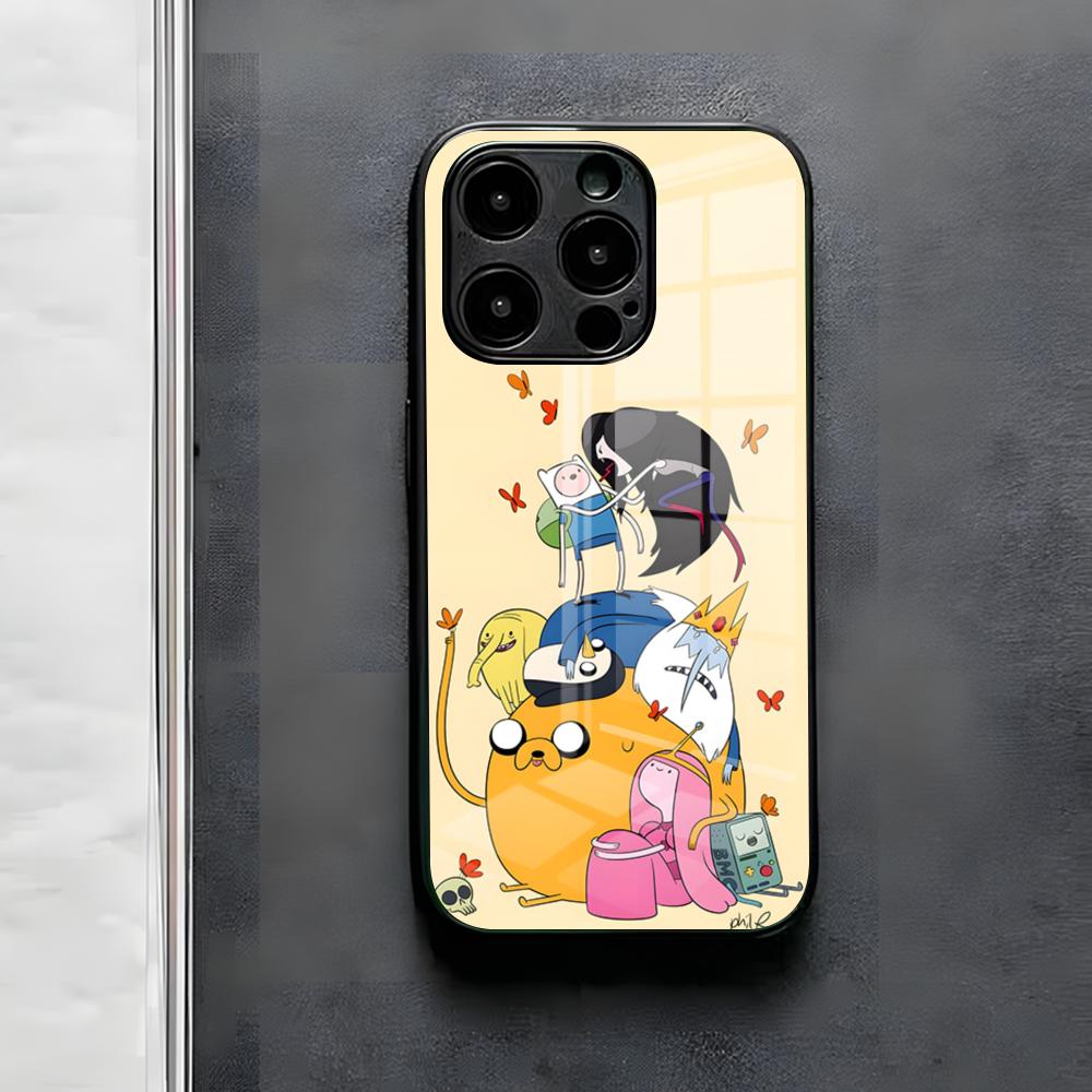 A-AdventureS Cartoon-T-Time-AT Phone Case For IPhone 17 Air 16 E Pro Max 15 14 13 Mini 12 Pro 11 Max Plus Black Glass Cover