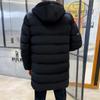 Mid-length Cotton Coat for Men, New Winter Loose Plus Size Solid Color Hooded Down Cotton Coat, Thickened Cotton Coat