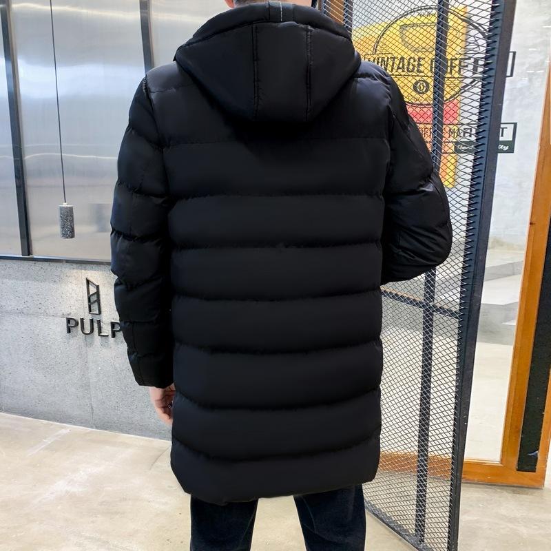 Mid-length Cotton Coat for Men, New Winter Loose Plus Size Solid Color Hooded Down Cotton Coat, Thickened Cotton Coat