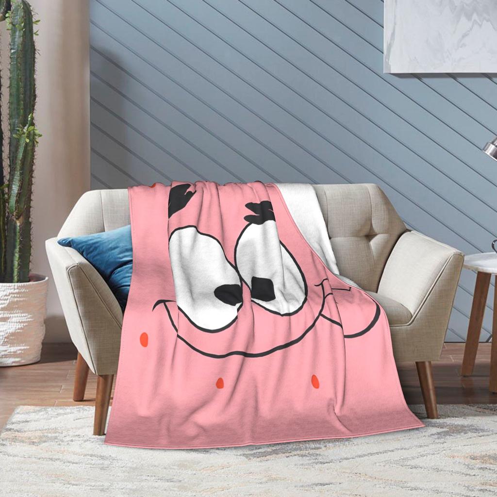 Funny Smile Face Cartoon Knitted Blanket SpongeBob Wool Throw Blankets Airplane Travel Decoration Soft Warm Bedsprea
