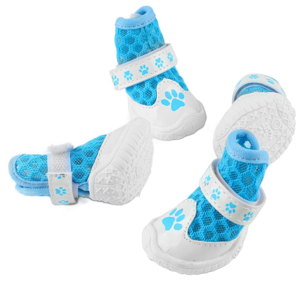 4pcs Dog Booties Summer Fashionable Breathable Mesh Lightweight Slip Resistance Dog Paw Protector