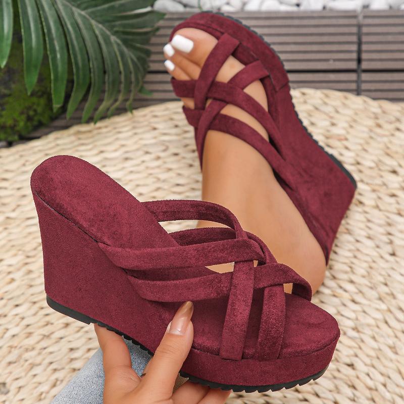 Fashion Women Sandals Summer Shoes Slope Heel New Thick Platform Soled Slippers Anti Slip Fashionable Women Cool Women Wedge Sandals
