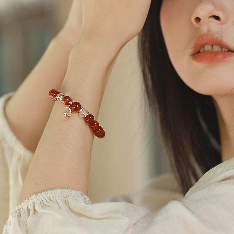

Red agate bracelet for women, dragon zodiac, good luck and safety, natural crystal, gift for best friends Red Agate Moon Bracelet15