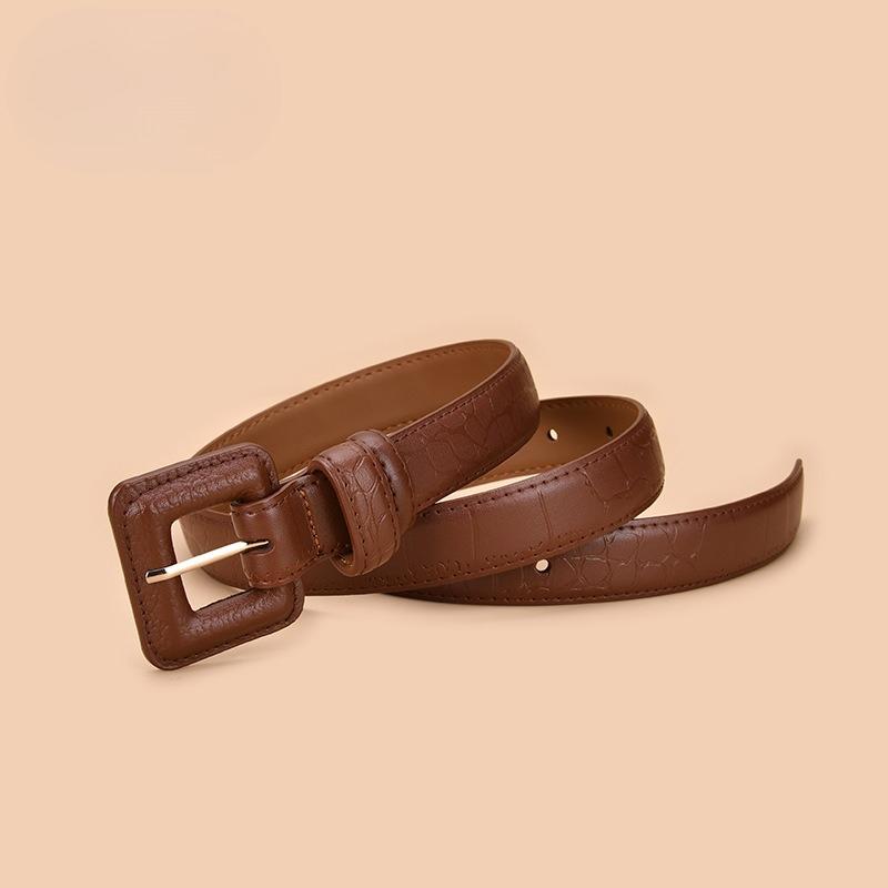 

Новый женский ремень из натуральной кожи, Ретро универсальный кожаный ремень с пряжкой-пином, Женский декоративный ремень, Ремень для джинсов 105cm