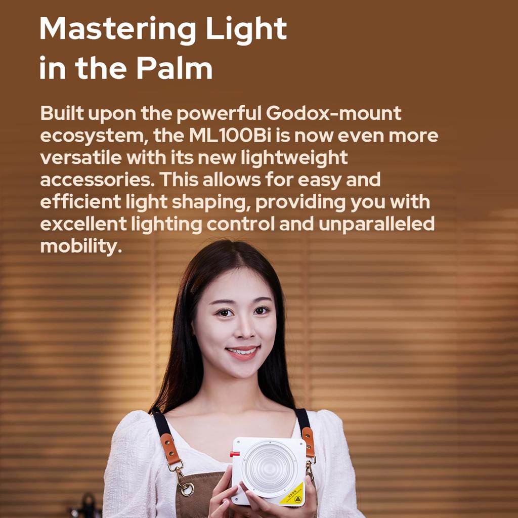 Godox ML100BI LED Portátil para Fotografía Rango de Temperatura de Color con Mango Luz de Bola 11 Luces FX Múltiples Opciones de Alimentación Versión Godox ML100 Luz,
