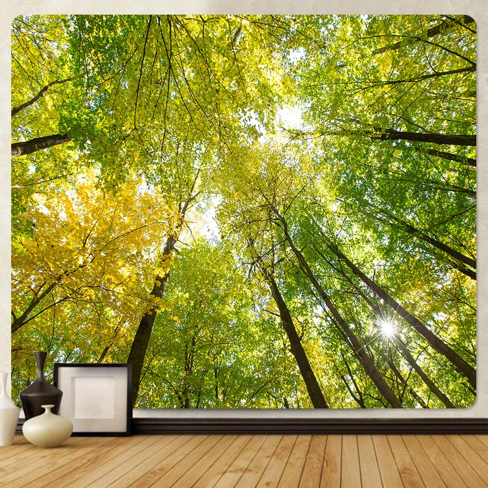 Forest Plants Leaves Psychedelic Scene Home Art Decor Tapestry Hippie Boho Yoga Mat Mandala Room Wall Hanging