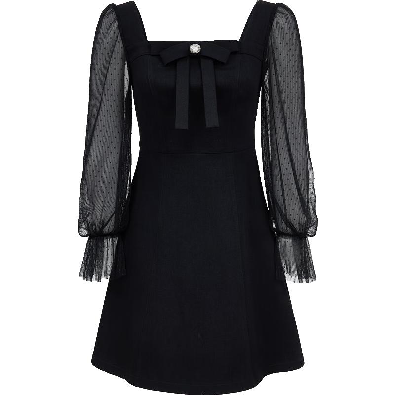 

VEROMODA Bow Polka Dot Puff Sleeve A-Line Mini Dress L