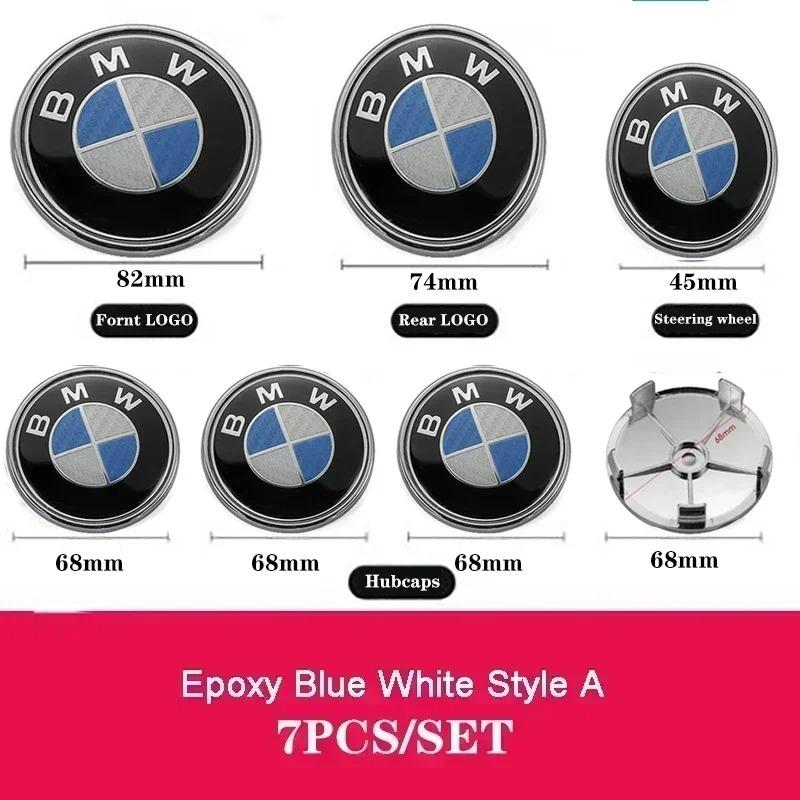 For BMW X1 X3 X5 G01 G20 G21 G30 F10 F11 F20 F01 F30 sticker 7Pcs Car Front Badge Rear Sticker Center Caps Steering Wheel Emblem