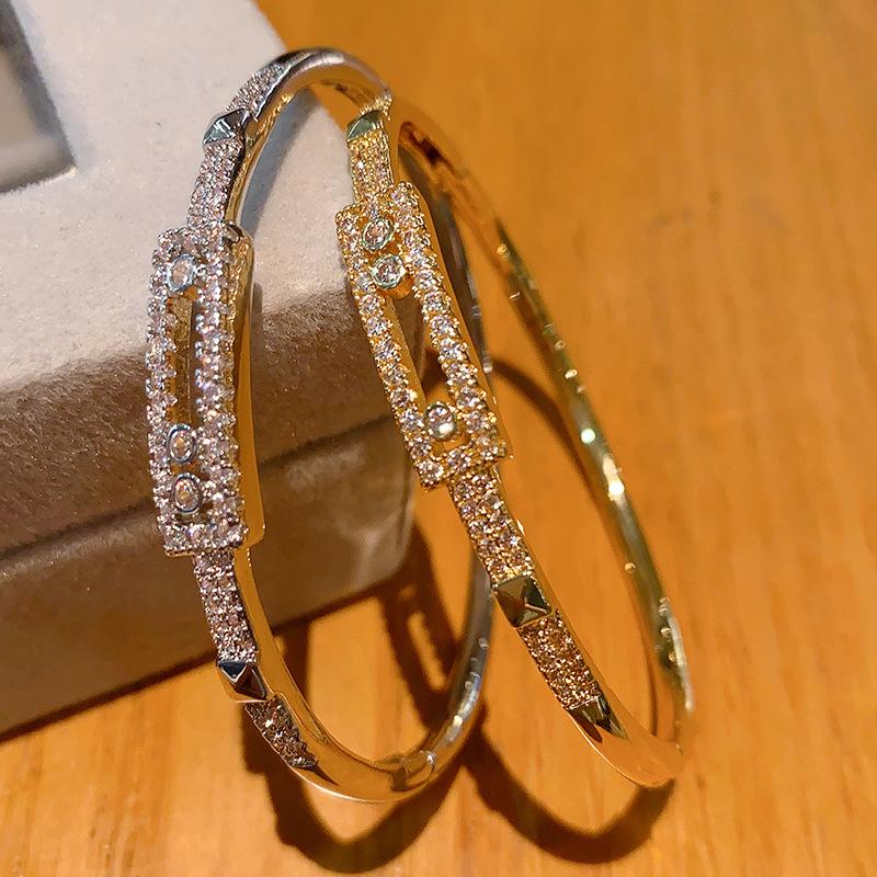 Zircon Bracelet High Version Atmospheric Versatile Sliding Hollow Bracelet Stacked Bracelet Handpiece