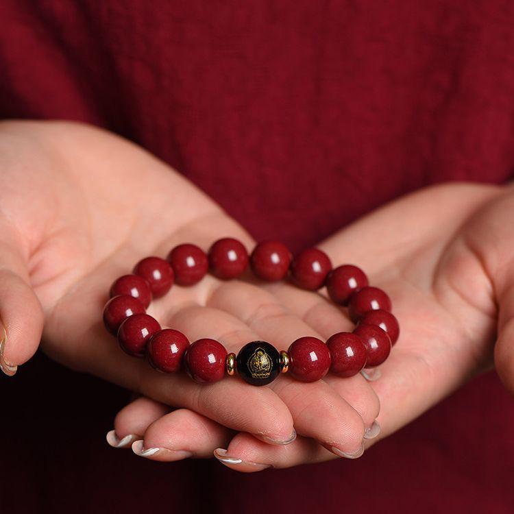 Cinnabar Buddha Beads Bracelet - Lucky Charm for Men & Women