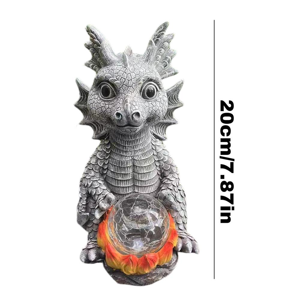 Garden Statue Dragon Meditation Statue Lighting Resin Ornament Dinosaur Shape Sculpture Outdoor Yard Decoration Home Decor