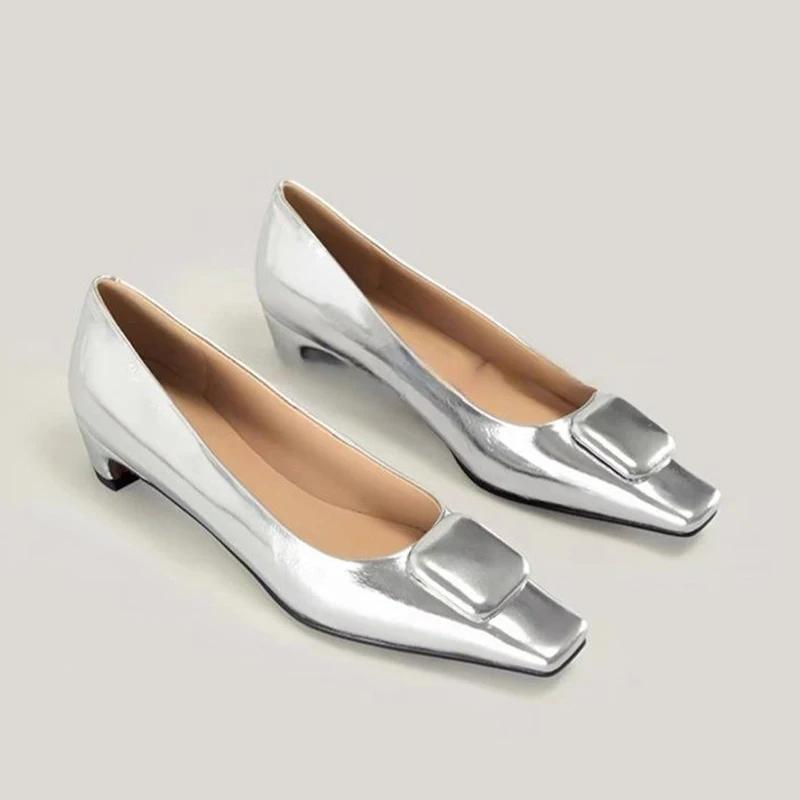 Mode Damen Leopard Flache Mittelhohe Absätze Klobige Schuhe 2024 Herbst Designer Eckige Zehenpartie Neue Laufschuhe Pumps Modemarke Mujer Zapatos