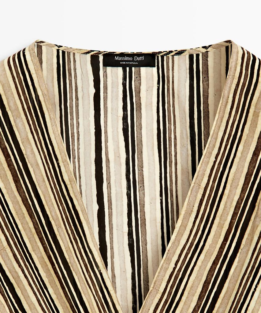 Masimodutti Striped Belt Detail Midi Dress