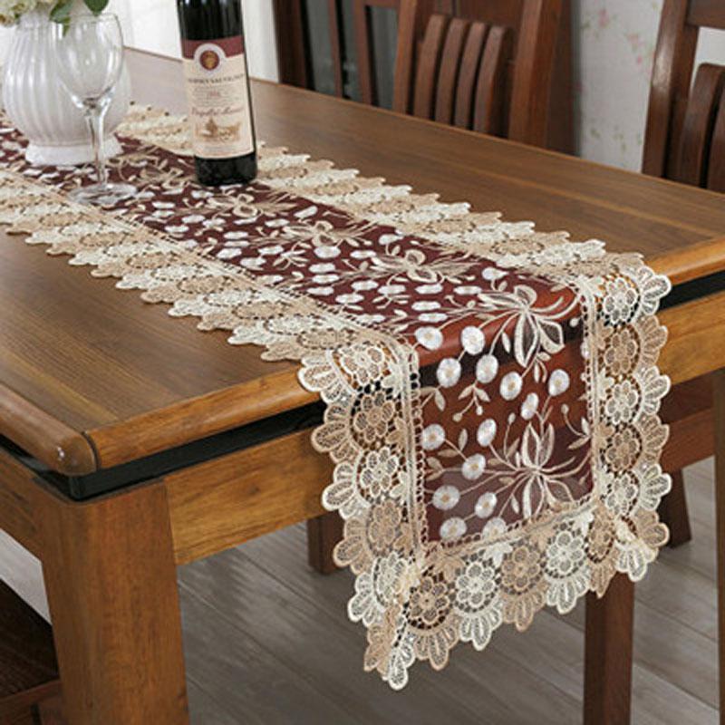 High Quality Lace Embroidery Home Table Runner Living Room Dining Table Hollow Cover Towel Hotel Banquet Decoration Table Runner