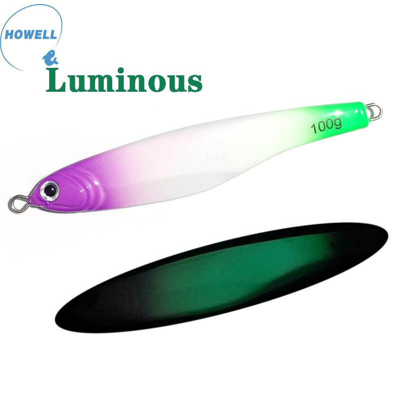 Howell 100g Speed Jigging  Glow Lead Bait Hard Lure for Saltwater Bottom Fishing Lake and Metal Artificial for Fishers