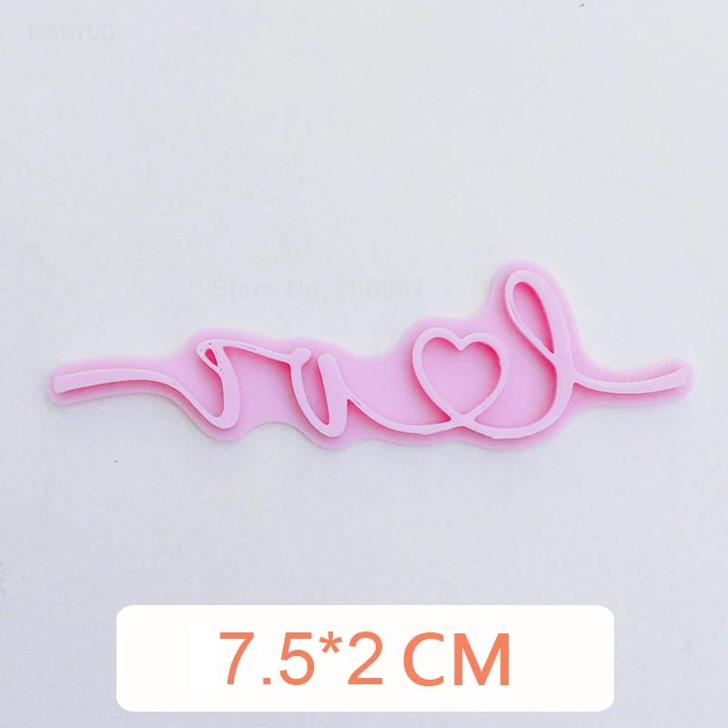 New English Blessing Words Happy Birthday Valentine Mother's Day Thank You Cookie Mold Embossing Stamp Press Frame Baking Tools