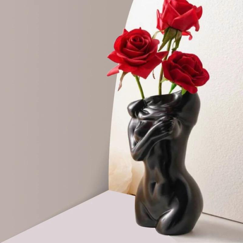 Nordic Instagram RESIN Vase Ceramic Art Female Body Sculpture Vases Pendant Desktop Decor Flower Arrangement Dried Flower