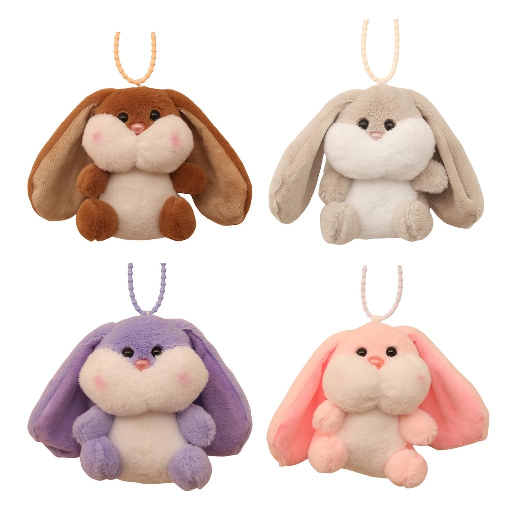 Fashionable Rabbit Shaped Keyring Long Eared Plush Bunnys Bag Pendant Keychain Handbag Accessory for Animal Lovers