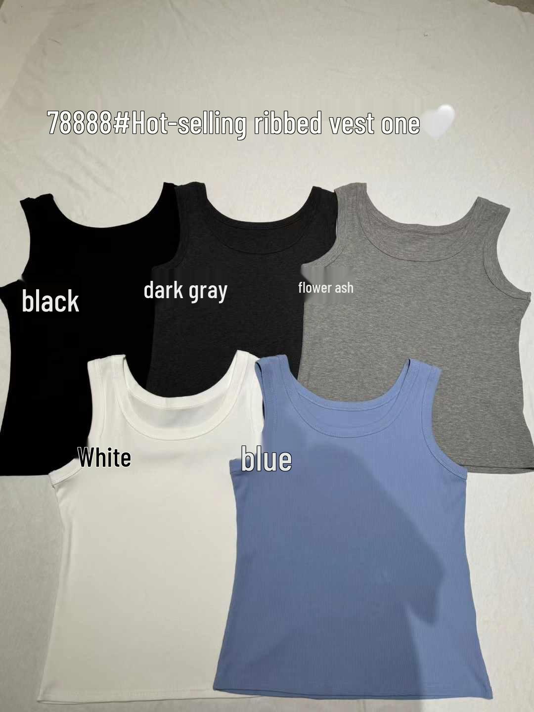 

Женская майка в рубчик большого размера Da 7 в корейском стиле - однотонная, эластичная, свободного кроя для весны/лета White