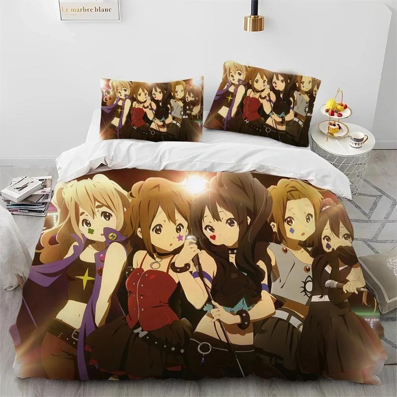K-ON Kawaii Girls Anime Bedding Set,Duvet Cover Comforter Bed Set Quilt Cover Pillowcase,King Queen Twin Size Boys Girls Adultse
