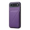 For iPhone 17 Air Case Card Holder Kickstand Calf Textured Leather+PC+TPU Phone Cover