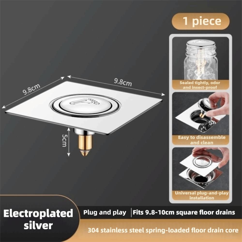 Stainless Steel Floor Drain Cover Foot Press Floor Drain Stopper Bathroom Drainage