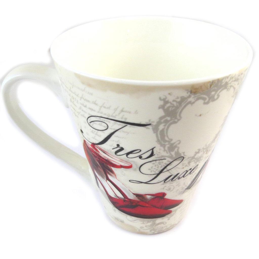 Les Trésors De Lily [N9631] - Porcelain Mug 'Belle Epoque' Beige Red - 11x9 Cm