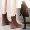 Women's 2026 British Style Mid-Calf Retro Martin Boots with Velvet Lining
