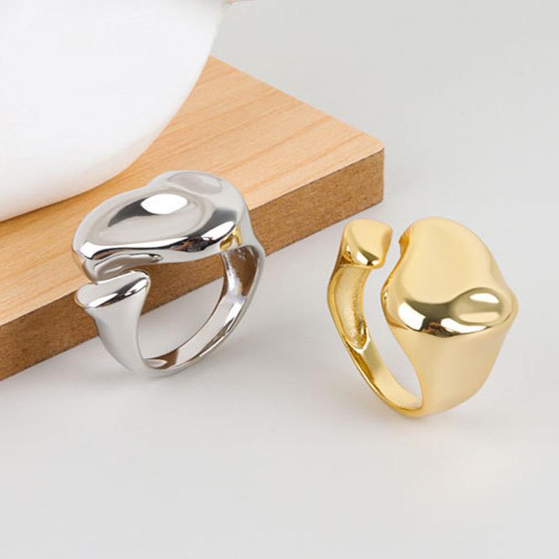 Silver Color Sterling Rings for Women Fashion Geometric Handmade Irregular Gold Ring Party Christmas Gift