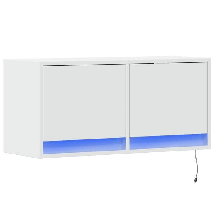 VidaXL Wall-Mounted TV Cabinet with LED Lights White 80x31x35 Cm, Wall-Mounted TV Unit, Floating TV Unit, Wall-Mounted TV Stand, 852355