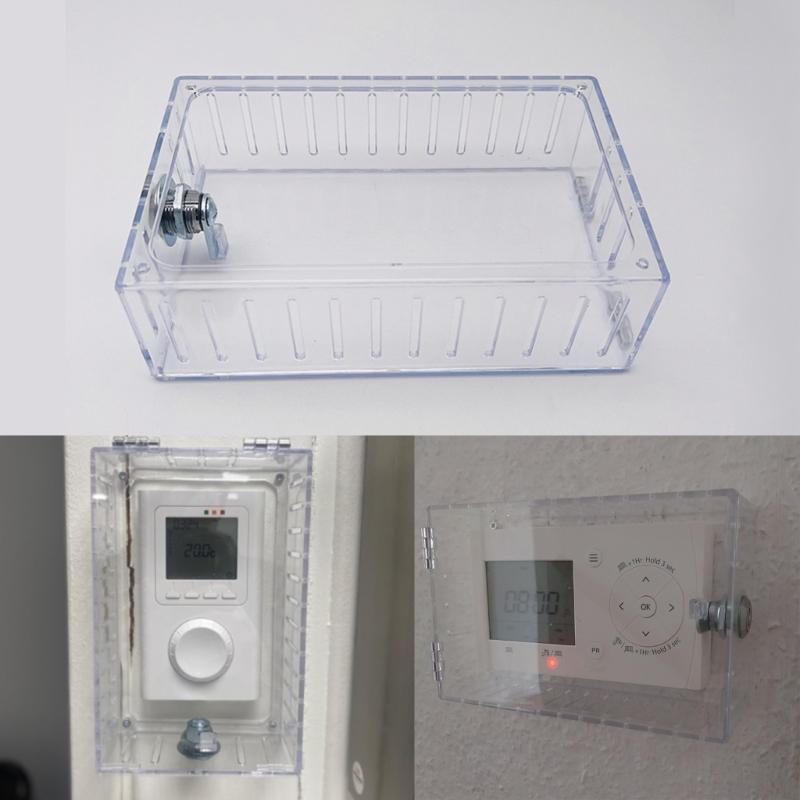 Clear Thermostat Lock Box With Key Lockable Thermostat Protective Cover Replacement Guard for Thermostats On Wall