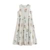 Chuyu Women's Resort Floral Print Round Neck Midi Dress